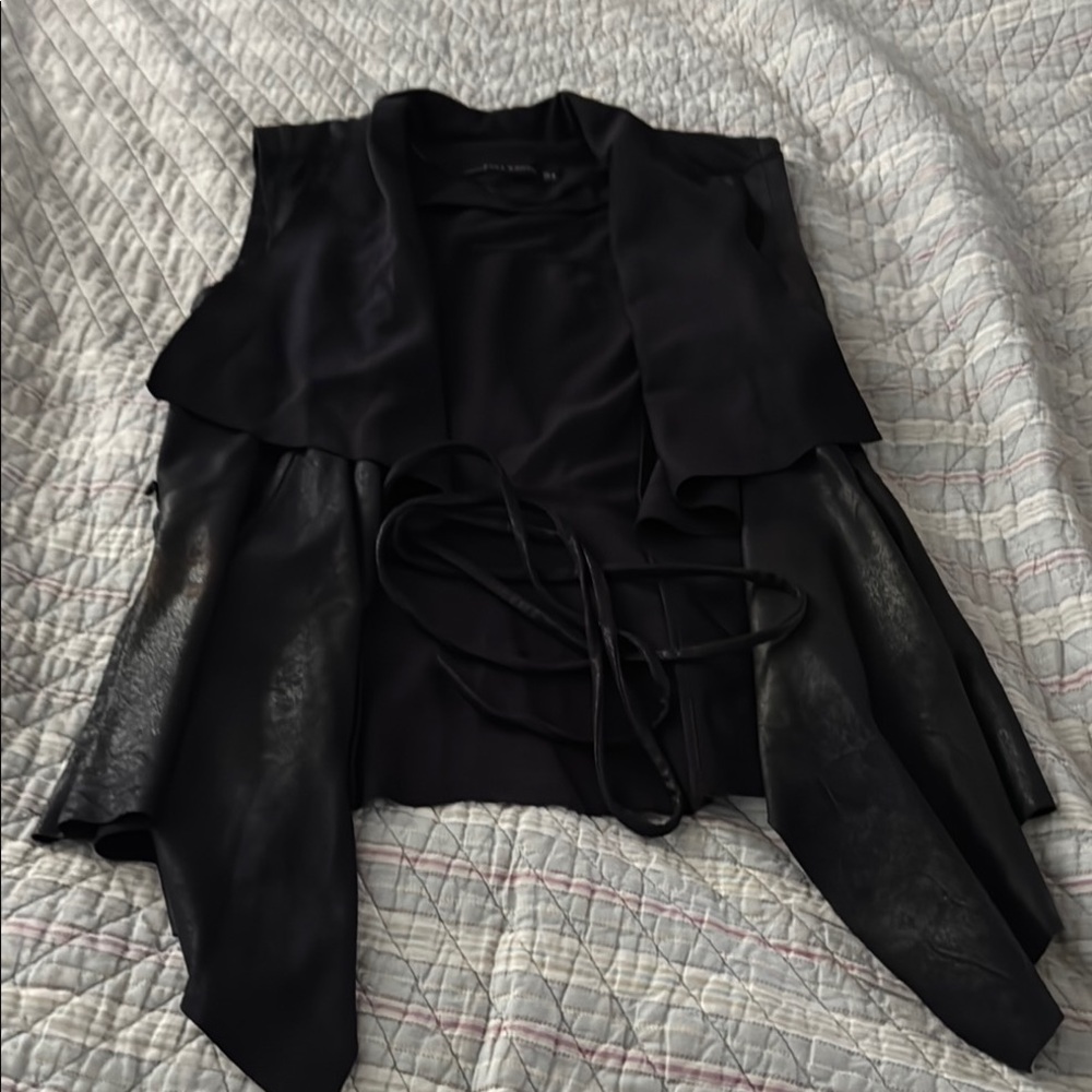 Zara Black Asymmetrical Vest with Draped Design